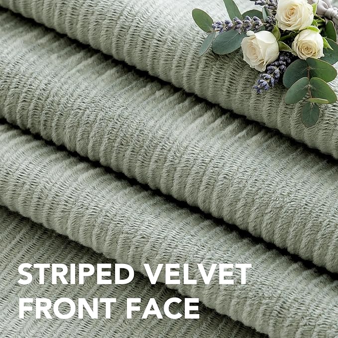 H.VERSAILTEX Velvet 100% Blackout Curtains for Living Room Full Light Blocking Curtains Thermal Insulated Room Window Drapes Soft Luxury Curtains Grommet Top 2 Panels (55" W x 108" L, Sage)