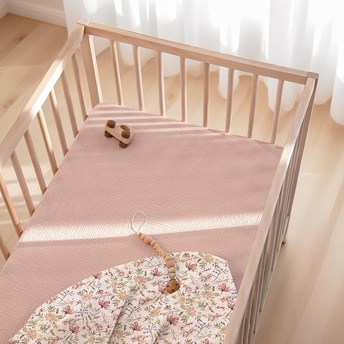 lulumoon Fitted Crib Sheets 2-Pack: Soft Muslin Cotton for Standard Crib - Boho Floral Print for Baby Girls Nursery Bedding & Gift