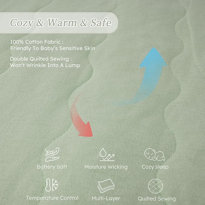 Looxii Baby Sleep Sack 0-6 Months 2.5 TOG Baby Wearable Blanket, Cotton Quilted Newborn Sleeping Bag 2-Way Zipper Warm Toddler Sleeping Sack for Winter