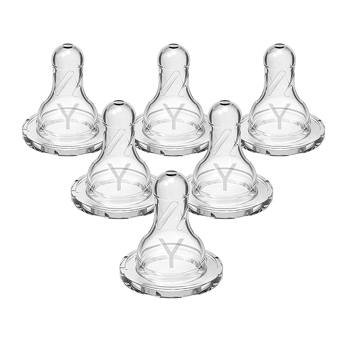 Dr. Brown's Natural Flow Level 3 Wide-Neck Baby Bottle Silicone Nipple, Medium-Fast Flow, 6m+ & Natural Flow Y-Cut Narrow Baby Bottle Silicone Nipple, Ideal for Thicker Liquids, 9m+