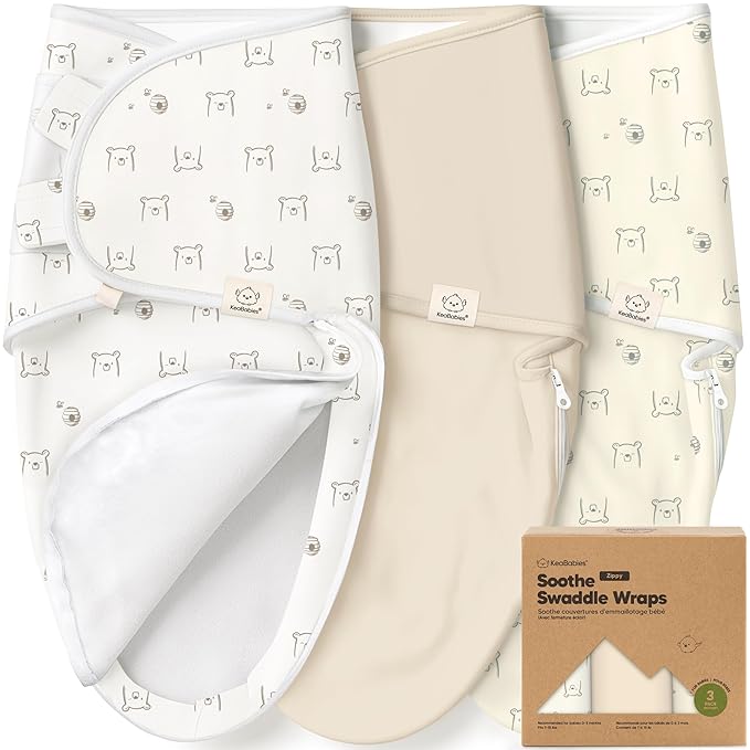 Baby Swaddle Sleep Sacks with Zipper - 3-Pack Swaddles for Newborns 0-3 Months, Infant, Baby Girls, Boys, Soft & Durable Newborn Sleep Sack, Easy Diaper Change Swaddling Blanket (Bumble Bear)