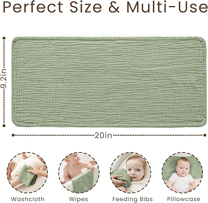 Konssy Muslin Baby Burp Cloths Sets for Unisex- 7 Pack Soft 100% Cotton Burping Clothes for Newborn，Baby Girls and Boys