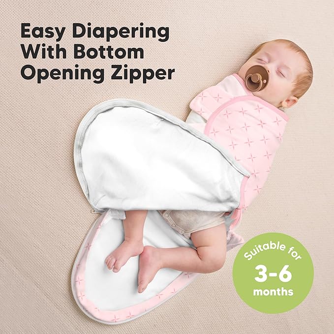 Baby Swaddle Sleep Sacks with Zipper - 3-Pack Swaddles for Newborns 3-6 Months, Infant, Baby Girls, Boys, Soft & Durable Newborn Sleep Sack, Easy Diaper Change Swaddling Blanket (Blossom, L)