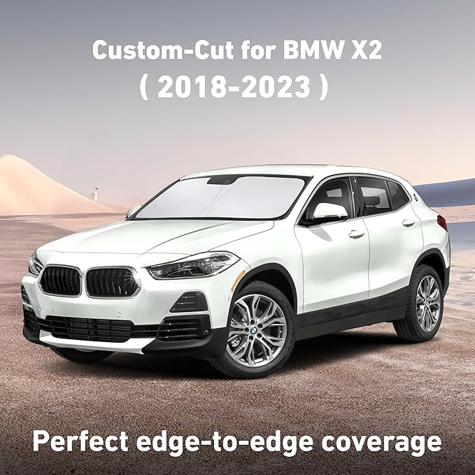 Econour Windshield Sunshade for BMW X2 2018-2021 2022 2023, Sun Visor for Front Windshield & Window Sun Shade Cover, UV Heat Blocker & Protector, Car Accessories