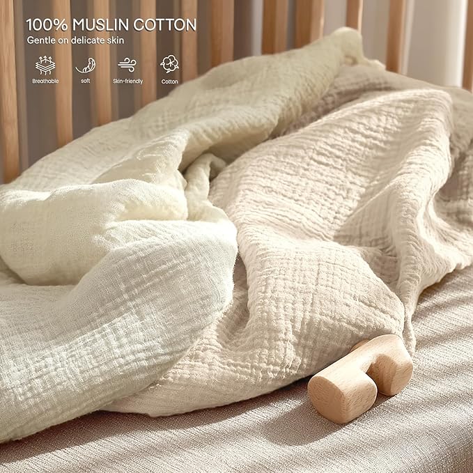 lulumoon Pack and Play Sheets Muslin: Cotton Fitted Sheets for Chicco Pack N Play - Soft Playard Sheets for Boys and Girls 2Pack