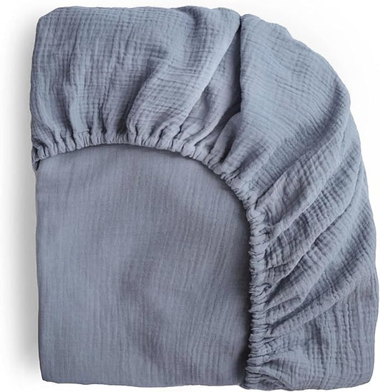 mushie Extra Soft Muslin Fitted Crib Sheet | 192 Thread Count | 28"x 52" (Tradewinds)