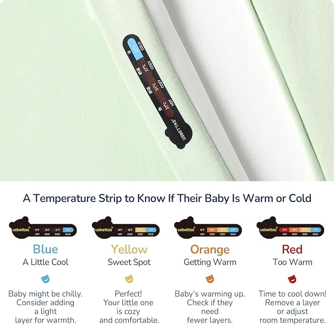 usbettas 1.0 Tog 2.5 Tog Baby Sleep Sack, 100% Cotton Baby Sleeping Bag 3-24M, 2-Way Zipper Baby Wearable Blanket