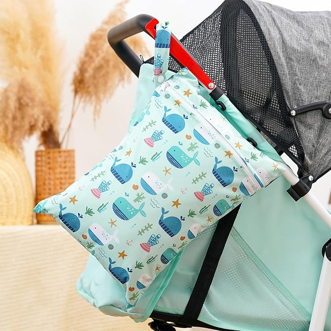Happy Flute 3 Set Wet Bag Storage Bag Zipper Waterproof Washable Travel Bags, Beach, Pool, Gym Bag for Cloth Diaper, Swimsuits & Wet Clothes (EF696)