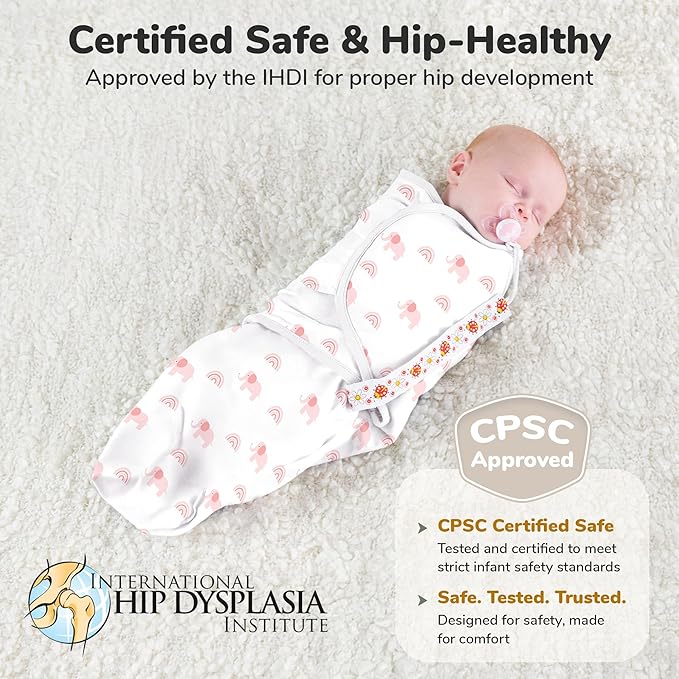 Mama Cheetah Baby Swaddle Sack, Organic Cotton Swaddle Blanket, Adjustable Swaddle Sleep Sacks, Easy Swaddles for Boy Girl 0-3 Month, Baby Essentials, 4-Pack, Dusty Rose