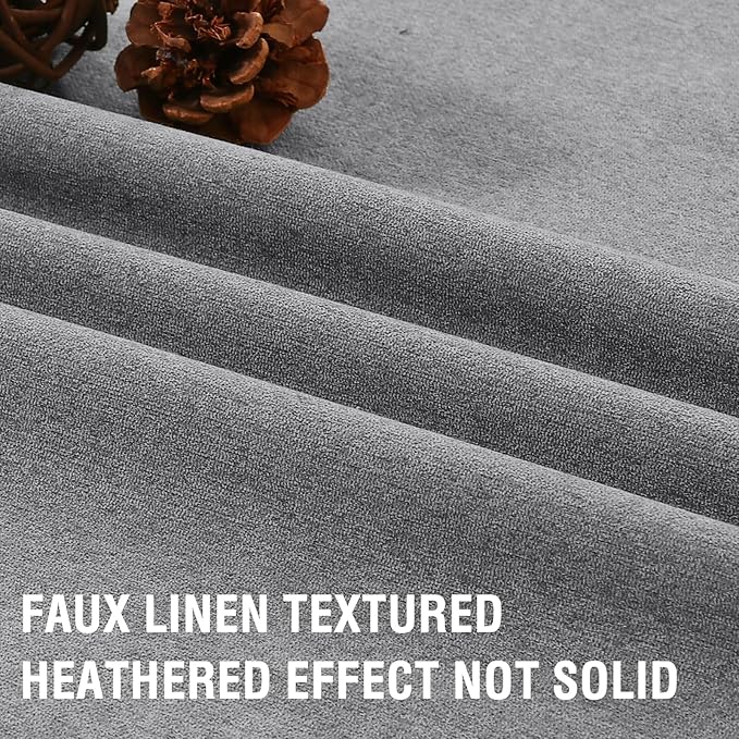 H.VERSAILTEX 100% Blackout Curtains for Bedroom Thermal Insulated Linen Textured Curtains Full Light Blocking Drapes Living Room Curtains 2 Panel Sets, 52x108 Inch, Heather Mid Grey(Not Solid)