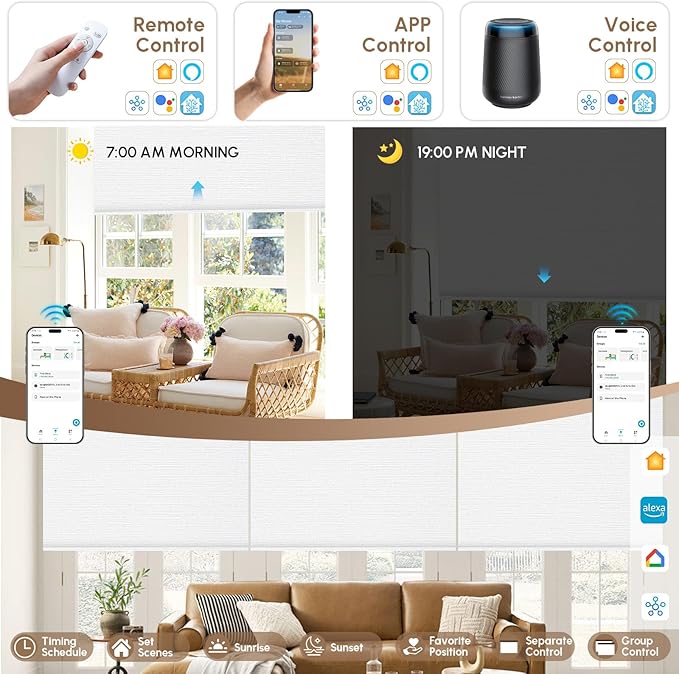 Kincmo No Drill Motorized Blinds with Remote, 100% Blackout Roller Shades for Windows, Custom Electric Blinds Compatible with Alexa, Apple Homekit, Google Home (100% Blackout Elegant White)
