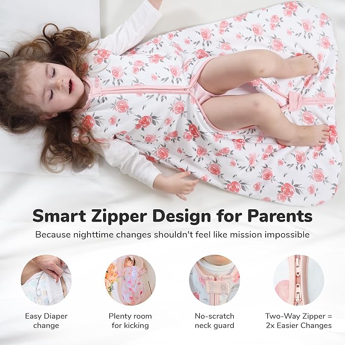 Mama Cheetah Baby Sleep Sack 2.5 TOG, Organic Cotton Baby Wearable Blanket with Two-Way Zipper, Swaddle Transition Baby Sleeping Bag for Newborn Infant Toddler Boy Girl, 0-6 Months