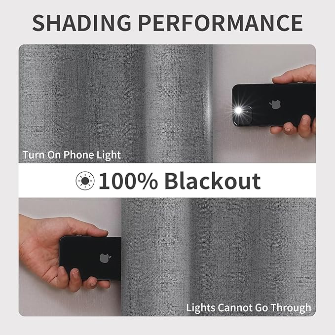 Joydeco 100% Blackout Curtains Customize for Living Room Bedroom, Light Grey Grommet Privacy Thermal Insulated Room Darkening Curtain 1 Panel (Custom Size, Color)