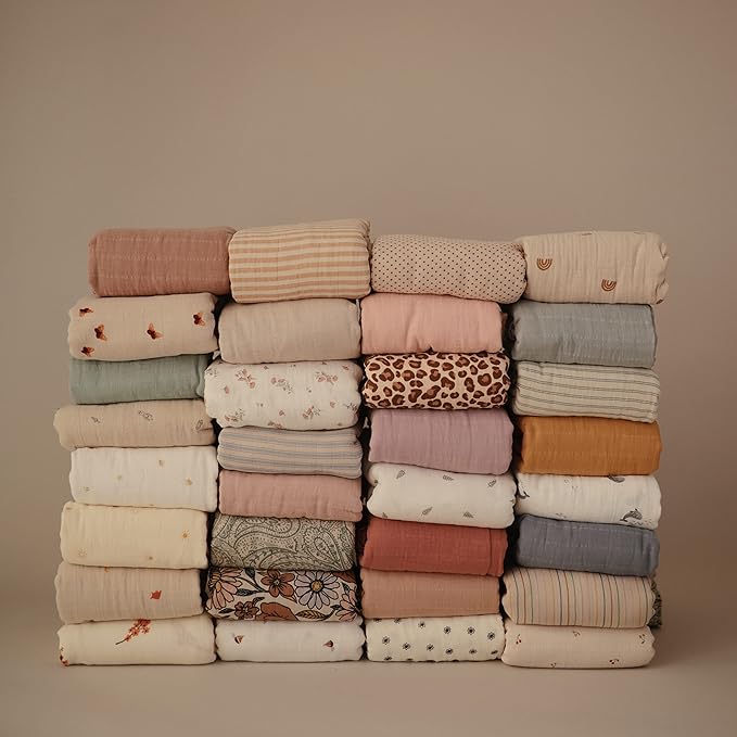 mushie Muslin Baby Swaddle Blanket | 100% Organic Cotton (Tradewinds)