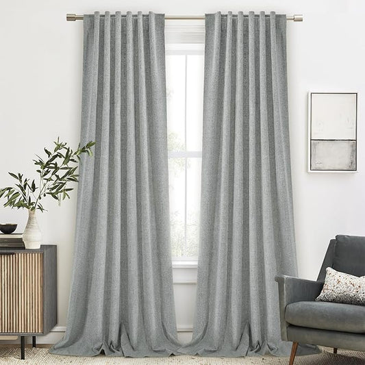 100% Blackout Curtains for Bedroom, Pair of Energy Smart & Noise Blocking Out Full Shade Curtain Panels, Thermal Insulated Guest Room Rod Pocket Window Dressing(Grey, 52 x 90 inch)