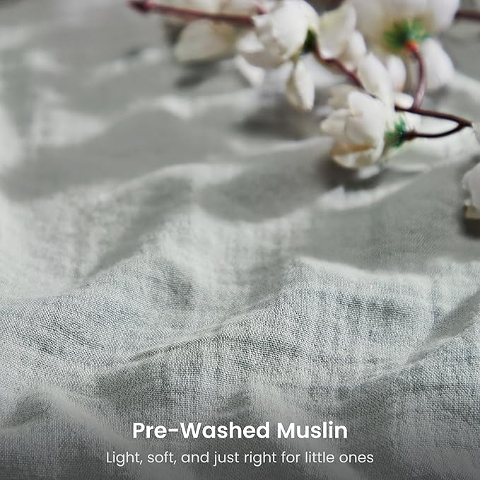 Bioweaves Organic Cotton Muslin Bassinet Sheet, GOTS Certified Extra Soft Fitted Sheet, Universal Fit for Oval Baby Bassinet Mattresses, 33" x 17", 4 Inch Pocket, Hint of Mint