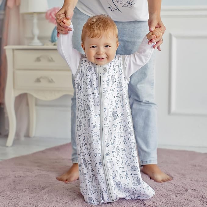 Mama Cheetah Baby Sleep Sack 0.5 TOG, Organic Cotton Baby Wearable Blanket with Two-Way Zipper, Swaddle Transition Baby Sleeping Bag for Newborn Infant Toddler Boy Girl, 12-18 Months