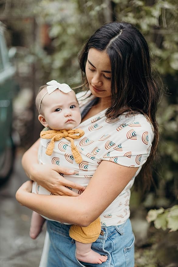 Boba Baby Wrap Carrier – Original Baby Sling Carrier for Newborns (7–35 lbs), Soft, Secure, Hands-Free & Ergonomic, Ideal for Comfortable Bonding, New Parents (Serenity Rainbow)