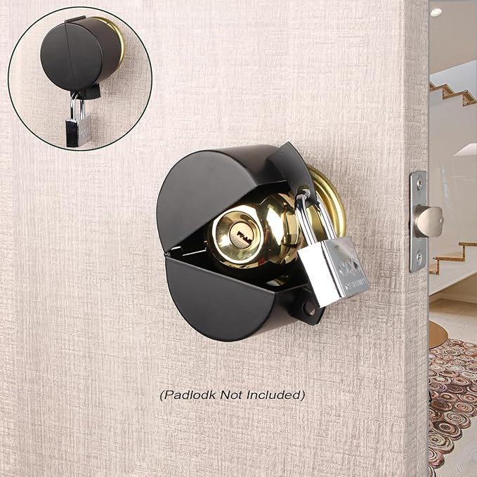 Door Knob Lockout Device Child Safety Doorknob Locking Cover Door Handle Lock,Prevents Access to Keyholes, Turing and Operating Door Knob, Black