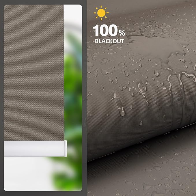 ZSTARR Motorized Smart Blind for Window with Remote Control, Automatic Blackout Roller Shade Customizable Size,with Valance Child Safety Rechargeable Battery Blinds (Copper Color)
