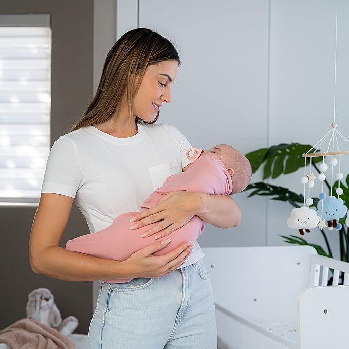 Comfy Cubs Easy Swaddle Blanket, 3 Pack - 100% Cotton Newborn Wrap, Large for 3-6 Months Infants, with Adjustable Velcro, Breathable and Durable Sleep Sack for Babies - Blush, Mauve & Mulberry