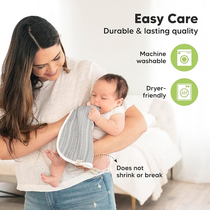 5-Pack Muslin Burp Cloths Baby Boy, Girl - Very Absorbent Baby Burp Cloth Rags, 8-Layers Viscose Derived from Bamboo Cotton Muslin Towel, Super Soft Spit Up Rags, No Shrink Washcloths (Prairie)