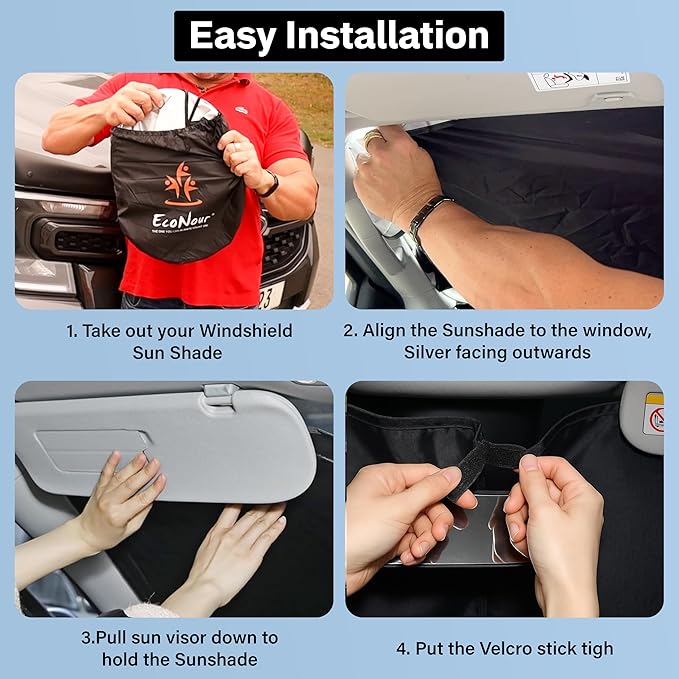 EcoNour Windshield Sun Shade Compatible for Buick Envista 2024-2026 Front Window Sunshade Foldable Sun Visor UV & Heat Blocking Protection