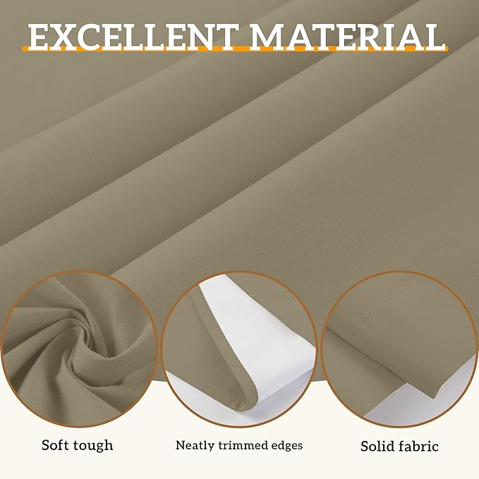 100% Blackout Curtains 54 Inch Length for Bedroom Living Room, Grommet Thermal Insulated Room Darkening Drapes, Light Blocking Window Treatment Decor, 2 Panels, 54x54, Taupe