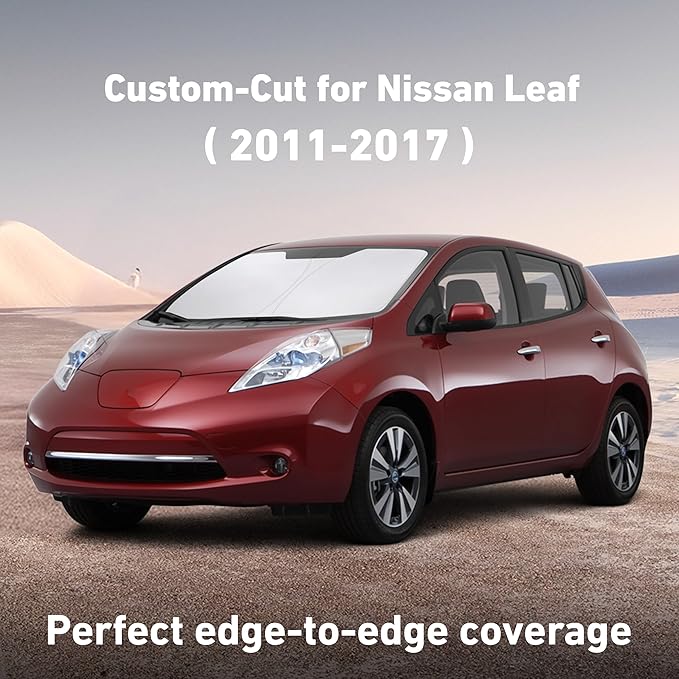 Econour Windshield Sunshade for Nissan Leaf 2011-2015 2016 2017, Sun Visor for Front Windshield & Window Sun Shade Cover, UV Heat Blocker & Protector, Car Accessories