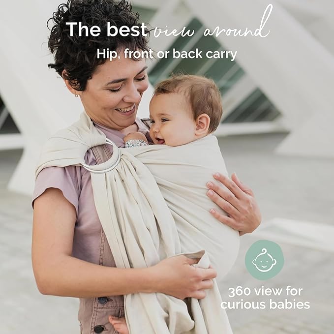 Boba Ring Sling - Newborn to Toddler Carrier, Lightweight & Breathable, Hip-Healthy, Front & Hip Carry, 8-35 lbs (Pampas)