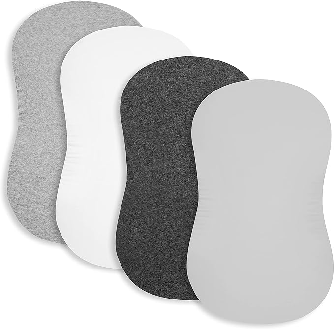Bassinet Bed Sheets – Premium Bassinet Fitted Sheet for Halo, Mika Micky, Maxi Cosi & Others - 4 Pack 100% Jersey Knit - Bassinet Bedding for Standard Size Oval or Halo Bassinet Pads for Boys & Girls