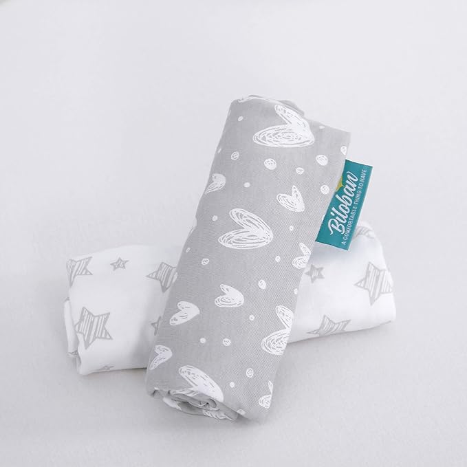 Bassinet Sheets Compatible with Babybond, Newton and QUTANIX Baby Bassinet Bedside Sleeper, 2 Pack 100% Cotton Bassinet & Bedside Sleeper Sheets, Gray and White Print for Baby