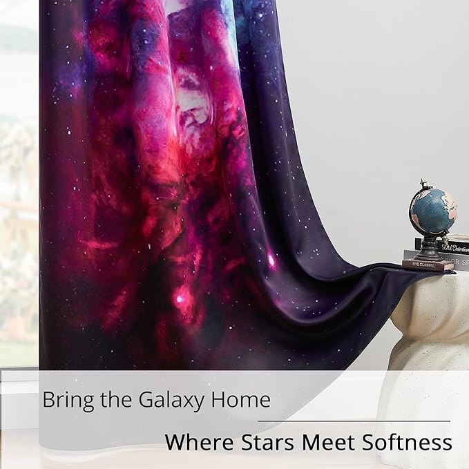 Galaxy Blackout Curtains for Bedroom, Space Nebula Star Drapes, 100% Light Blocking, Thermal Insulated & Noise Reducing Curtains for Living Room, Grommet Top 42 x 72 Inches, 2 Panels