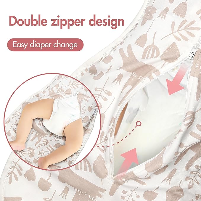 Baby Transitional Swaddle Sleep Sack - Newborn Swaddle Transition Bag with Removable Cuffs Arms Up Design, Free Wearable Blankets, Pink & Rabbit (3-6 Month)