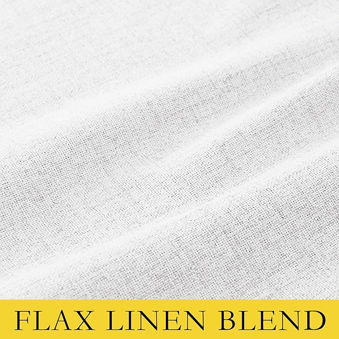NICETOWN 2 Panels Greyish White Linen 100% Blackout Curtains for Bedroom Living Room - 52 x 80 Inch Rod Pocket Window Drapes - Thermal Insulated Room Darkening Curtain Modern Farmhouse Style