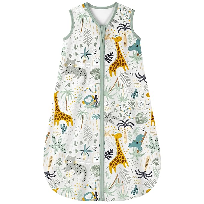 Yoofoss Baby Sleep Sack 18-24 Months 0.5 TOG Baby Wearable Blanket, 100% Organic Cotton Infant Toddler Sleeping Sack 2-Way Zipper Lightweight Sleep Sack, Giraffe