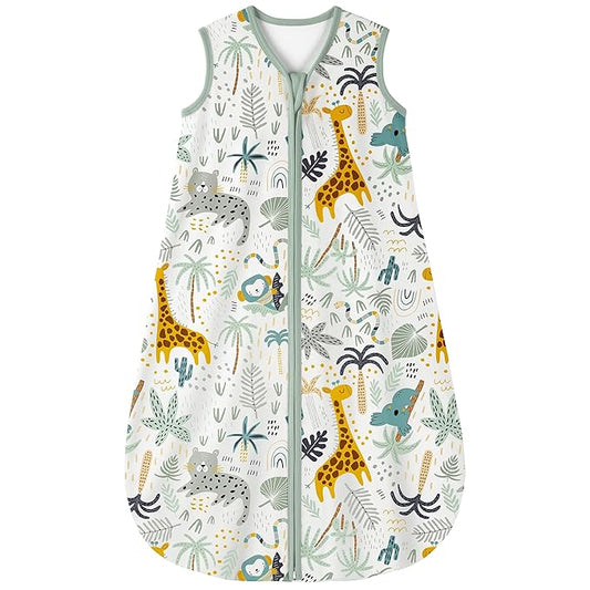 Yoofoss Baby Sleep Sack 12-18 Months 0.5 TOG Baby Wearable Blanket, 100% Organic Cotton Infant Toddler Sleeping Sack 2-Way Zipper Lightweight Sleep Sack, Giraffe