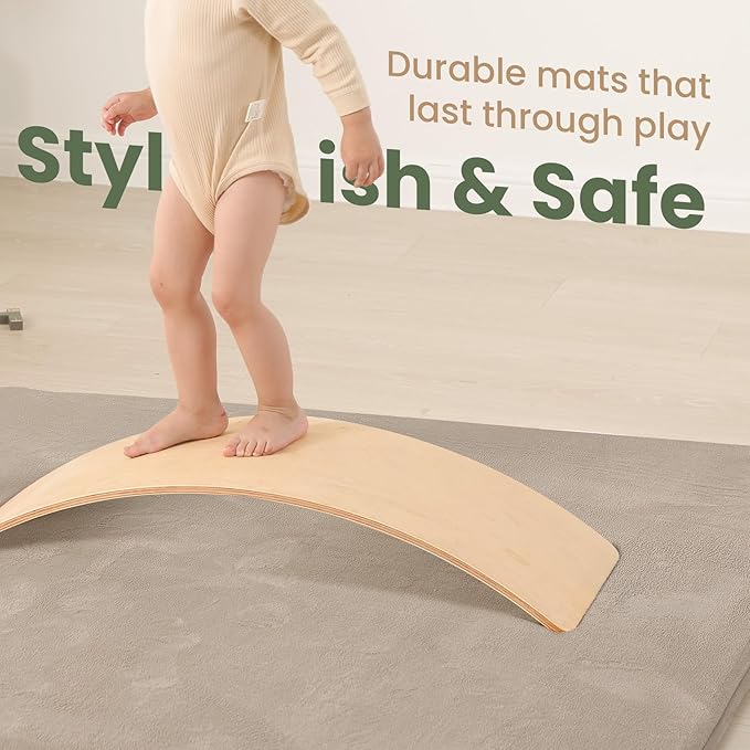 Baby Play Mat for Floor,50"×65" Playpen Mat for Toddler,Infant,Kids,1.3" Thick Elasti Foam Non-Slip Nursery Rug,Water Repellent Soft Padded Floor Mats for Tummy Time,Crawling(Beige)