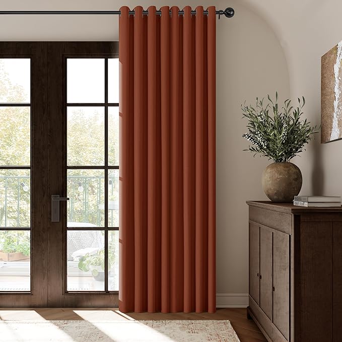 ChrisDowa 100% Blackout Terracotta Solid Curtains 108 Inches Long 2 Panels for Bedroom Living Room,Farmhouse Room Darkening Thermal Insulated Soundproof Grommet Top Window Treatment Drapes,52x108