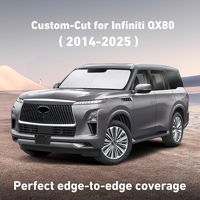 Econour Windshield Sunshade for Infiniti QX80 2014-2023 2024 2025, Sun Visor for Front Windshield & Window Sun Shade Cover, UV Heat Blocker & Protector, Car Accessories