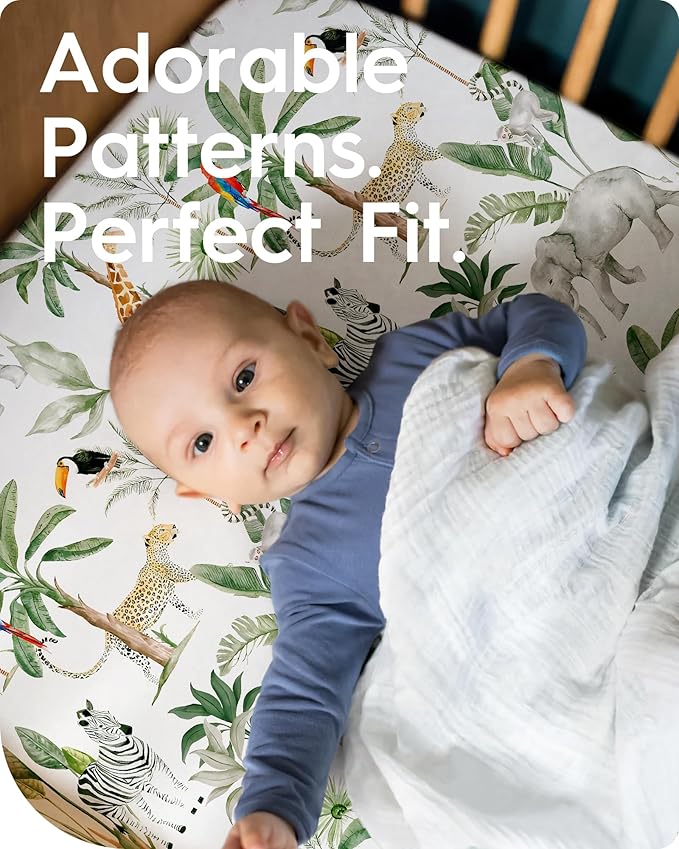 TotBasic Premium Soft Crib Sheets for Boys, Ultra Breathable Crib Fitted Sheet, Super Stretchy Baby Bed Sheets 28''x52''x9'' Extra Deep Pocket