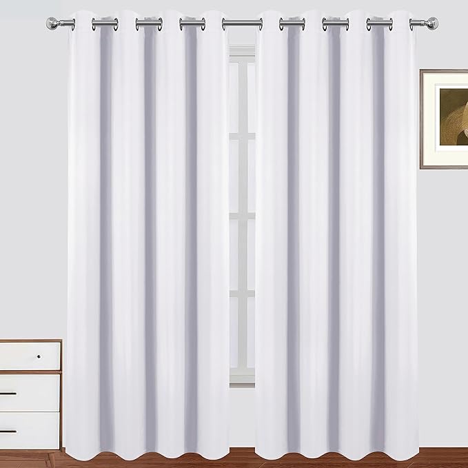 LEMOMO Blackout Curtains 52 x 84 Inch Off White Curtains 2 Panels Darkening Thermal Insulated Bedroom Curtains