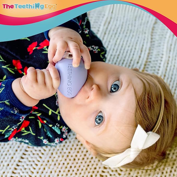 The Teething Egg Baby Teether – Freezable Teething Toy for Babies 3–6 Months up to 18 Months – Made in USA, Food-Grade TPE, Lavender