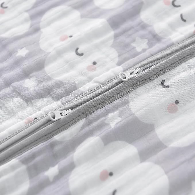 TADO MUSLIN Baby Sleep Sack 2-4 T Baby Wearable Blanket 100% Organic Cotton 0.5 TOG Toddler Sleep Sacks 2- Way Zipper Soft 4 Layers Muslin 2T 3T 4T Cloud