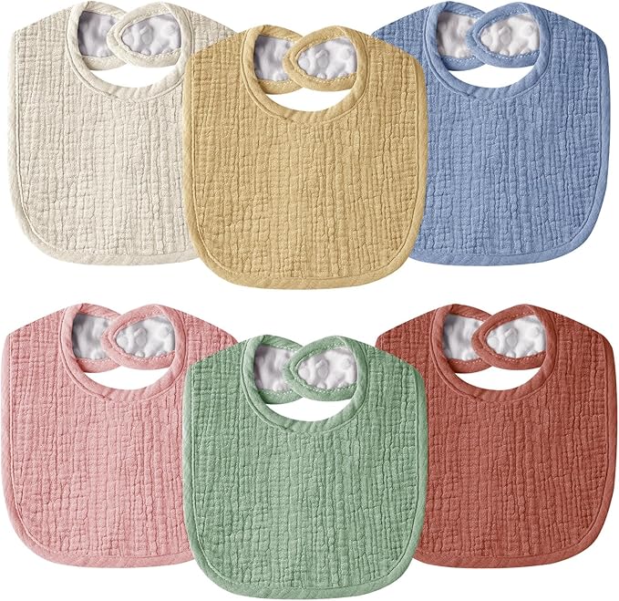 Wrrernsin Muslin Baby Bibs for Unisex Boys Girls, Cotton Drool Bibs, Adjustable Newborn Bibs for Drooling and Teething
