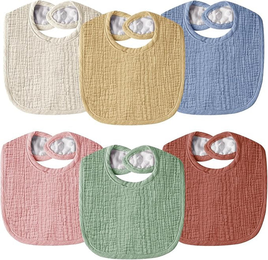 Wrrernsin Muslin Baby Bibs for Unisex Boys Girls, Cotton Drool Bibs, Adjustable Newborn Bibs for Drooling and Teething