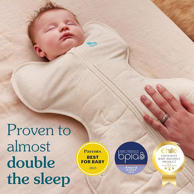 Love to Dream Swaddle UP Warm, 2.5 TOG, Dramatically Better Sleep, Allow Baby to Sleep in Preferred Arms Up Position for Self-Soothing, Snug Fit Calms Startle Reflex, 13-19lbs, Olive Bees
