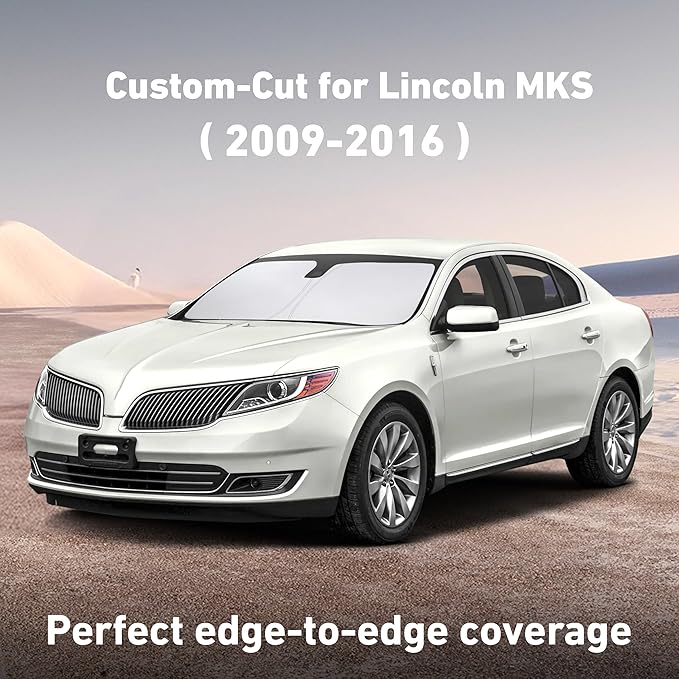 Econour Windshield Sunshade for Lincoln MKS 2009-2014 2015 2016, Sun Visor for Front Windshield & Window Sun Shade Cover, UV Heat Blocker & Protector, Car Accessories