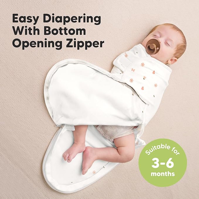 Baby Swaddle Sleep Sacks with Zipper - 3-Pack Swaddles for Newborns 3-6 Months, Infant, Baby Girls, Boys, Soft & Durable Newborn Sleep Sack, Easy Diaper Change Swaddling Blanket (Butterflies, L)