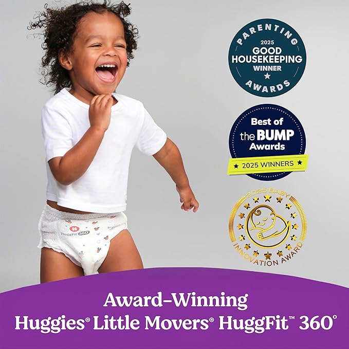 Huggies Size 6 Baby Diapers, Little Movers HuggFit 360° Baby Diapers with 360° Waistband, Size 6 (35+ lbs), 80 Count, Packaging May Vary